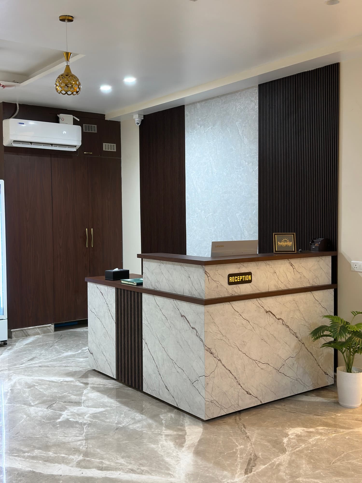 Reception desk at Hotel Velmont, Bathinda